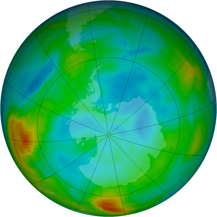 Antarctic ozone map for 06 July 1998